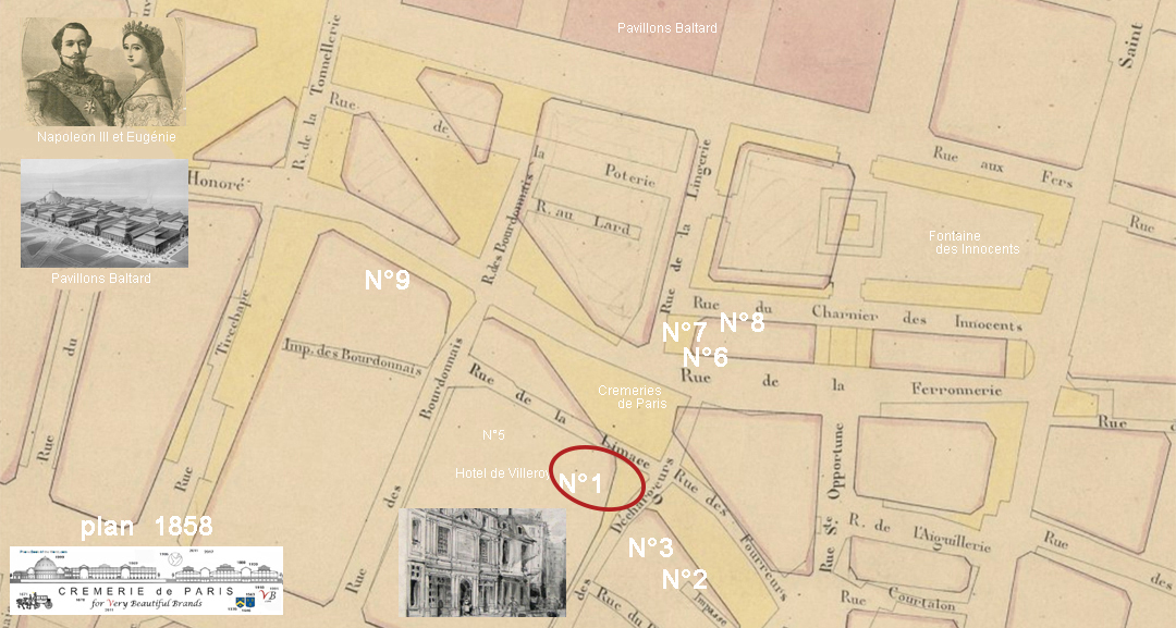 map of rue des Halles with the Showroom Paris today
