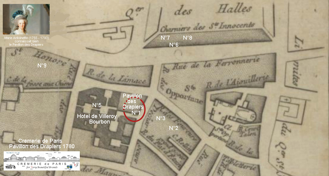map Showroom Paris / Pavillon des Drapiers around 1780